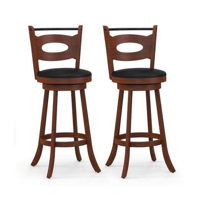 Costway 29" Swivel Bar Stools with Curved Backrest and Seat Cushions