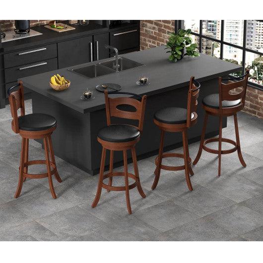 Costway 29" Swivel Bar Stools with Curved Backrest and Seat Cushions