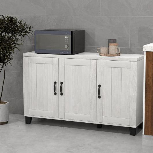 Costway 3-Door White Buffet Sideboard with Adjustable Shelves and Anti-Tipping Kits