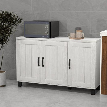 Costway 3-Door White Buffet Sideboard with Adjustable Shelves and Anti-Tipping Kits