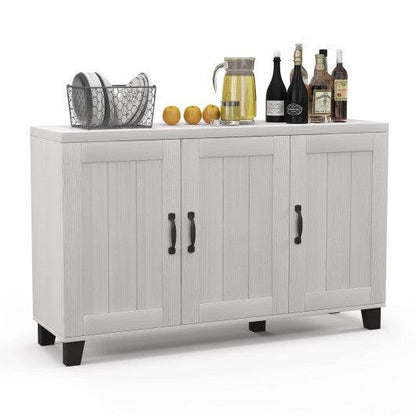 Costway 3-Door White Buffet Sideboard with Adjustable Shelves and Anti-Tipping Kits