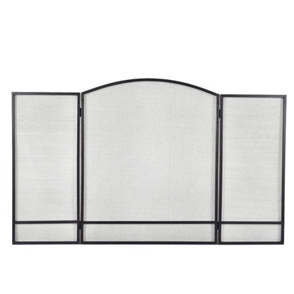 Costway 3 Panel Black Folding Steel Fireplace Screen Doors