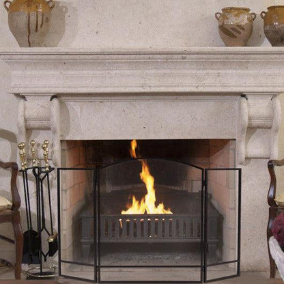 Costway 3 Panel Black Folding Steel Fireplace Screen Doors