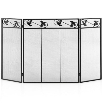 Costway 3-Panel Fireplace Screen Decor Cover with Exquisite Pattern