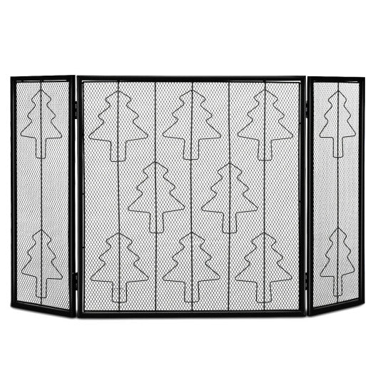 Costway 3 Panel Folding Steel Fireplace Screen