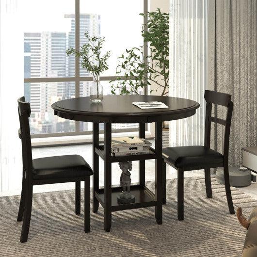 Costway 3 Pieces Dining Set with Counter Height Round Dining Table and 2 Upholstered Chairs