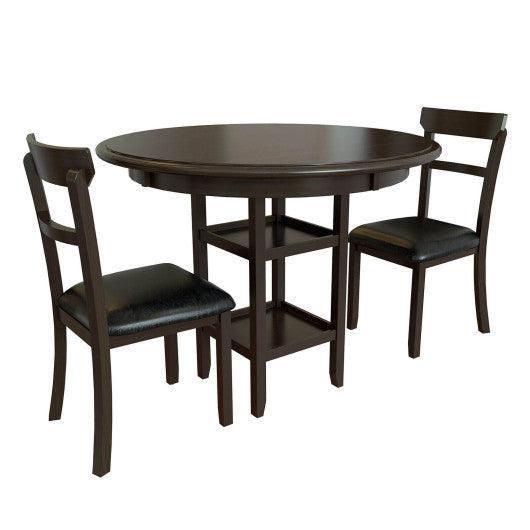 Costway 3 Pieces Dining Set with Counter Height Round Dining Table and 2 Upholstered Chairs