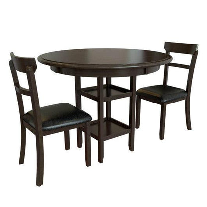 Costway 3 Pieces Dining Set with Counter Height Round Dining Table and 2 Upholstered Chairs