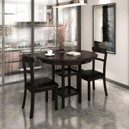 Costway 3 Pieces Dining Set with Counter Height Round Dining Table and 2 Upholstered Chairs