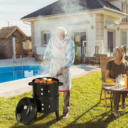 Costway 3-in-1 Charcoal BBQ Grill Cambo with Built-in Thermometer