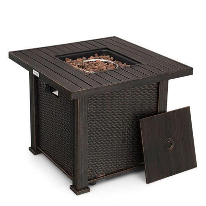 Costway 30" 50,000 BTU Square Propane Gas Fire Pit Table with Table Cover