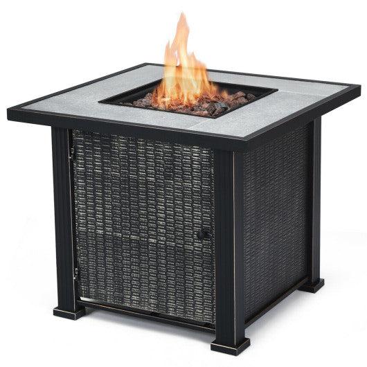 Costway 30" Black Square Outdoor Fireplace Propane Gas Fire Pit Table
