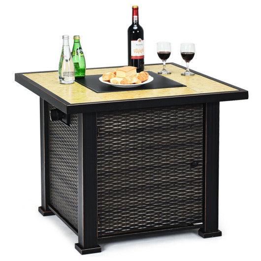 Costway 30" Golden Square Outdoor Fireplace Propane Gas Fire Pit Table