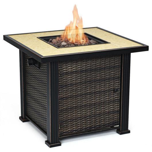 Costway 30" Golden Square Outdoor Fireplace Propane Gas Fire Pit Table