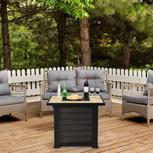 Costway 30" Golden Square Outdoor Fireplace Propane Gas Fire Pit Table