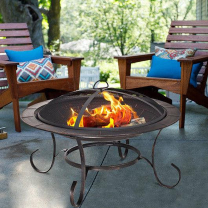 Costway 30" Outdoor Fire Pit BBQ Camping Firepit Heater