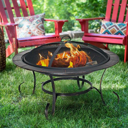 Costway 30" Outdoor Fire Pit BBQ Camping Firepit Heater