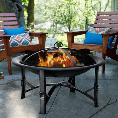 Costway 30" Outdoor Fire Pit BBQ Portable Patio Garden Grill