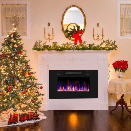 Costway 30" Recessed Ultra Thin Electric Fireplace Heater with Glass Appearance