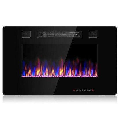 Costway 30" Recessed Ultra Thin Electric Fireplace Heater with Glass Appearance