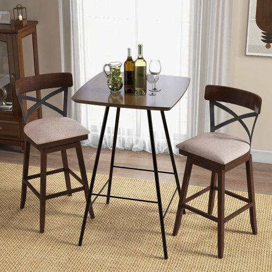 Costway 30" Set of 2 Wooden Swivel Bar Stools with Cushioned Seat and Open X Back