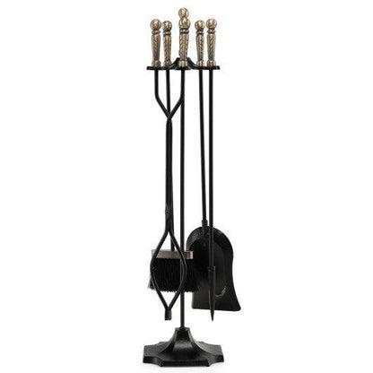 Costway 31" Bronze 5 Pieces Metal Fireplace Tool Set with Stand