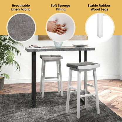 Costway 31.5" 2 Pieces Upholstered Saddle Barstools with Padded Cushions