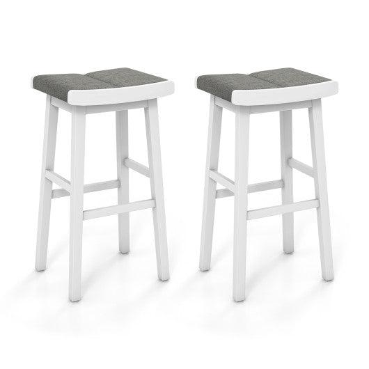 Costway 31.5" 2 Pieces Upholstered Saddle Barstools with Padded Cushions
