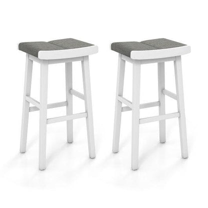 Costway 31.5" 2 Pieces Upholstered Saddle Barstools with Padded Cushions