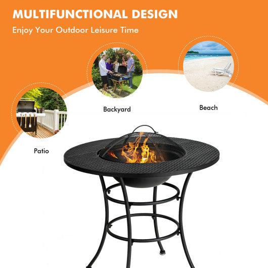 Costway 31.5' Patio Fire Pit Dining Table With Cooking BBQ Grate