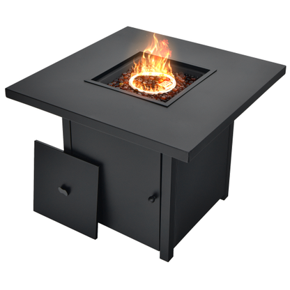 Costway 32" 40,000 BTU Propane Fire Pit Table with Lid and Fire Glass