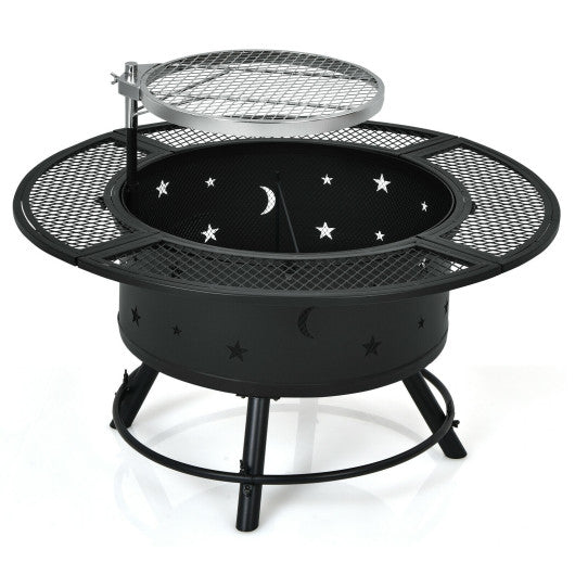 Costway 32" Outdoor Wood Burning Fire Pit with 360° Swivel BBQ Grate