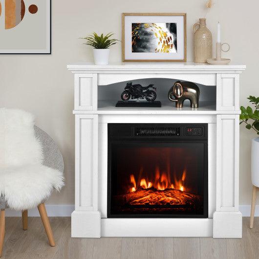 Costway 32" White 1400W Electric TV Stand Fireplace with Shelf