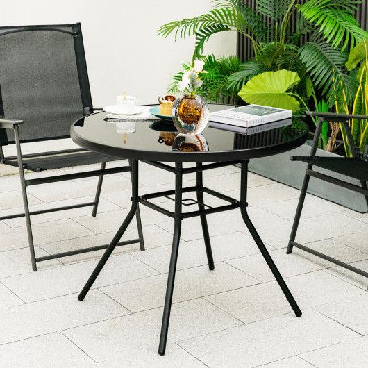 Costway 34" Patio Dining Table with 1.5 inch Umbrella Hole for Garden