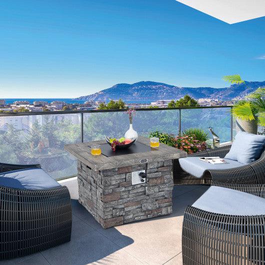 Costway 34.5" Gray Square Propane Gas Fire Pit Table with Lava Rock and PVC Cover
