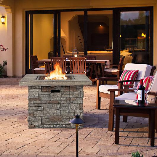 Costway 34.5" Gray Square Propane Gas Fire Pit Table with Lava Rock and PVC Cover
