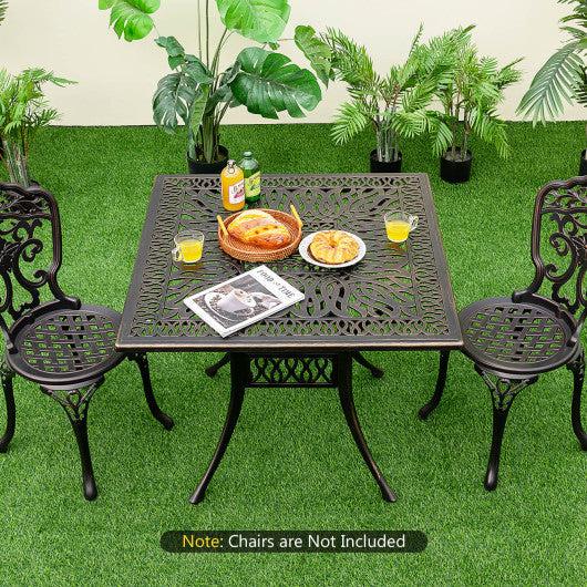 Costway 35.4" Bronze Aluminum Patio Square Dining Table with Umbrella Hole