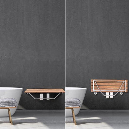 Costway 35.5" Wall Mounted Teak Wooden Folding Shower Seat Bathroom Stool