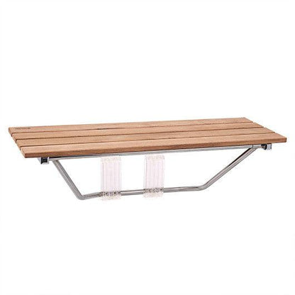 Costway 35.5" Wall Mounted Teak Wooden Folding Shower Seat Bathroom Stool