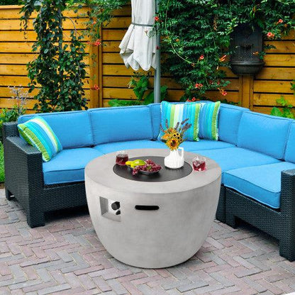 Costway 36" 50,000 BTU Round Concrete Propane Fire Pit Table with Lava Rocks PVC Cover