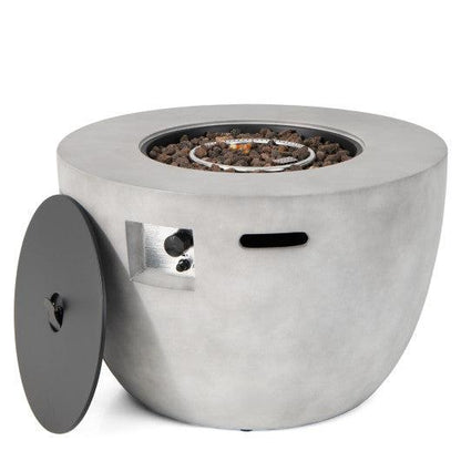 Costway 36" 50,000 BTU Round Concrete Propane Fire Pit Table with Lava Rocks PVC Cover