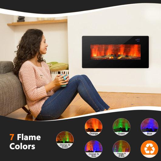 Costway 36" Black Electric Wall Mounted Freestanding Fireplace with Remote Control