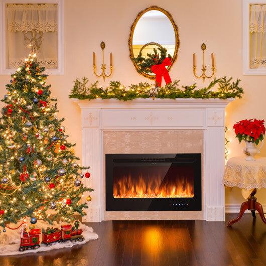 Costway 36" Electric Fireplace Insert Wall Mounted with Timer
