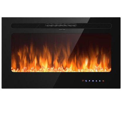 Costway 36" Electric Fireplace Insert Wall Mounted with Timer