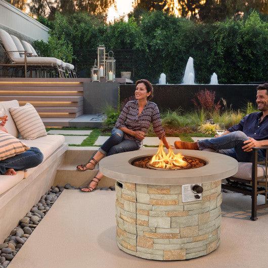 Costway 36" Gray Liquid Propane Gas Fire Pit Table with Lava Rock and PVC Cover