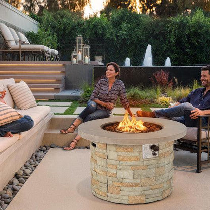Costway 36" Gray Liquid Propane Gas Fire Pit Table with Lava Rock and PVC Cover