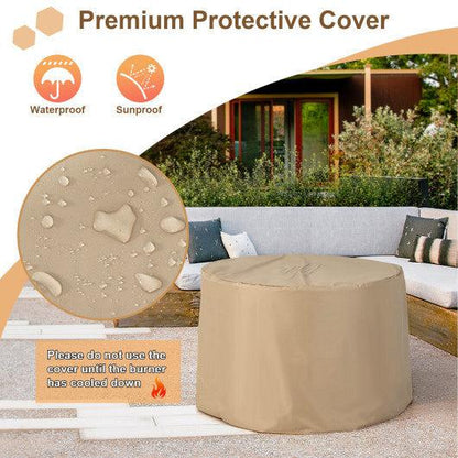 Costway 36" Gray Liquid Propane Gas Fire Pit Table with Lava Rock and PVC Cover