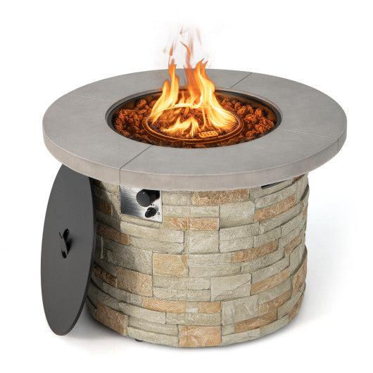 Costway 36" Gray Liquid Propane Gas Fire Pit Table with Lava Rock and PVC Cover