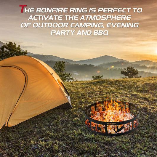 Costway 36" Metal Fire Pit Ring Deer with Extra Poker Bonfire Liner for Campfire