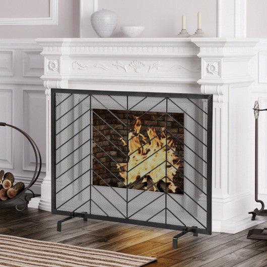 Costway 38" x 31" Black Single Panel Fireplace Screen